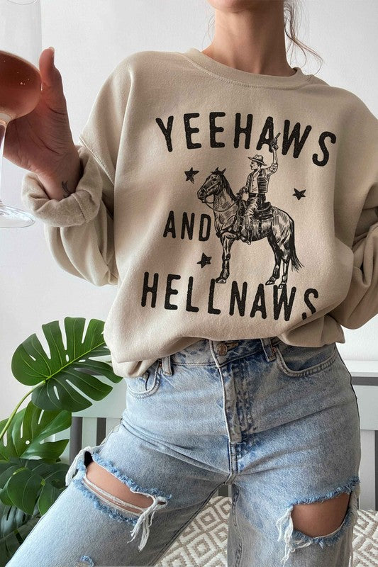 YEE HAWS AND HELL NAWS COUNTRY GRAPHIC SWEATSHIRT - lolaluxeshop