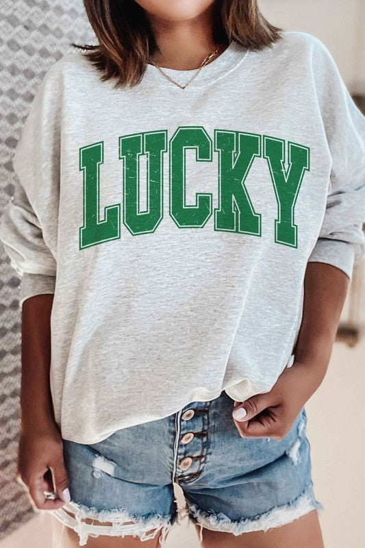 LUCKY ST PATRICKS DAY GRAPHIC SWEATSHIRT - lolaluxeshop