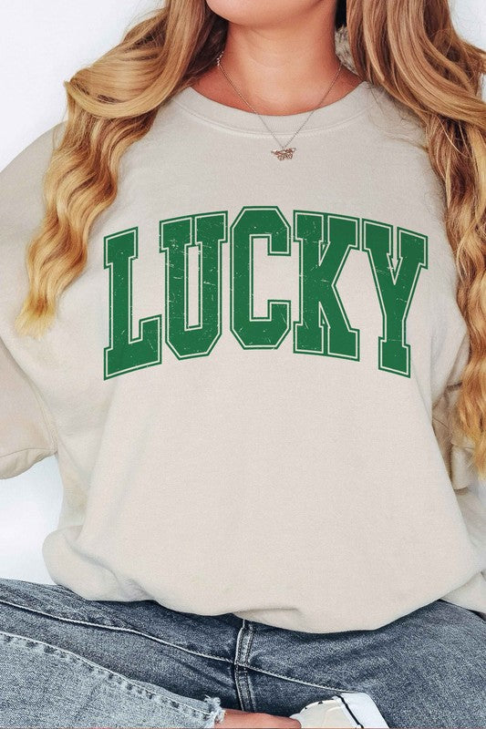 LUCKY ST PATRICKS DAY OVERSIZED SWEATSHIRT - lolaluxeshop