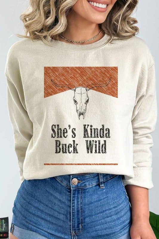 SHES KINDA BUCK WILD GRAPHIC SWEATSHIRT - lolaluxeshop