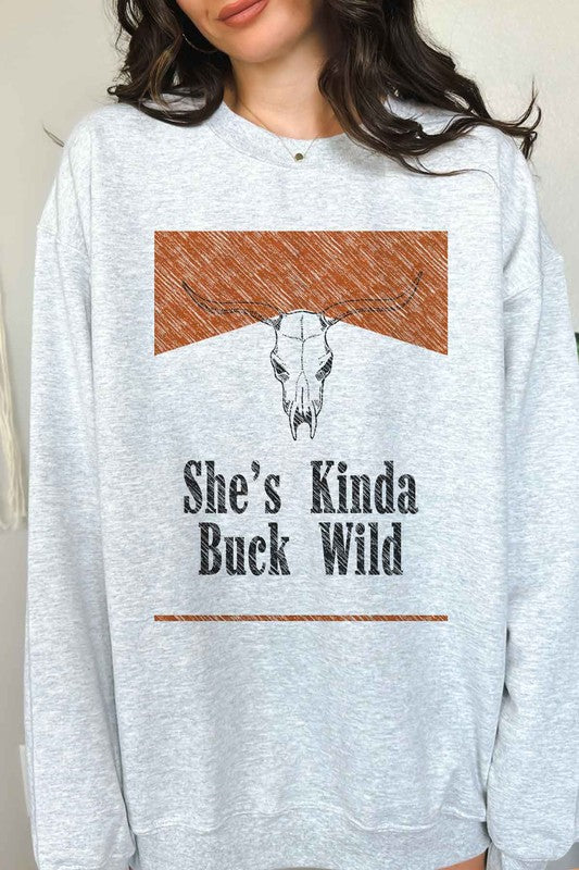 SHES KINDA BUCK WILD GRAPHIC SWEATSHIRT - lolaluxeshop