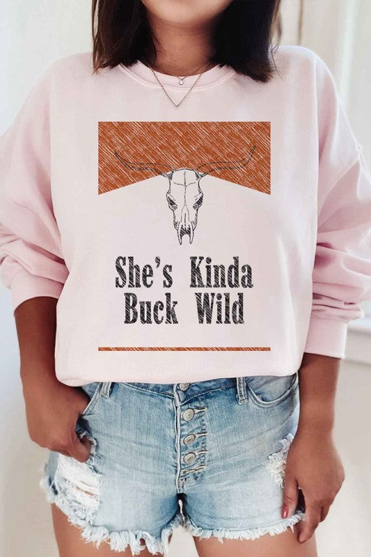 SHES KINDA BUCK WILD GRAPHIC SWEATSHIRT - lolaluxeshop