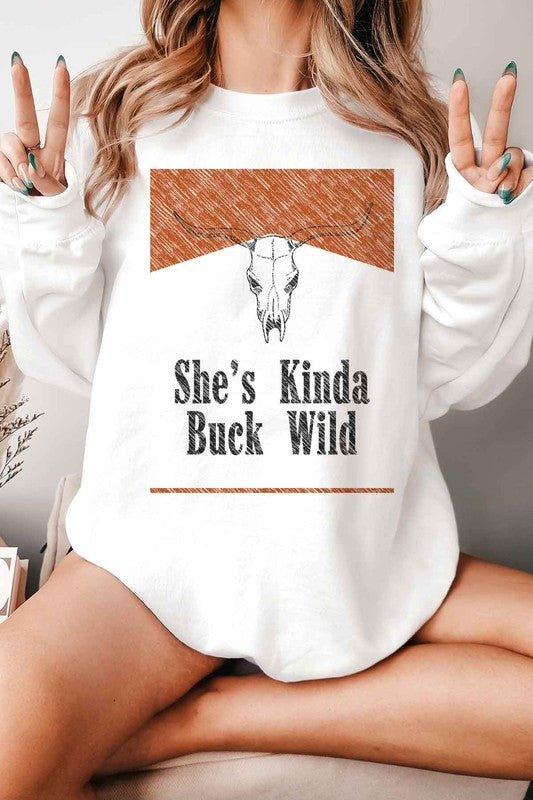 SHES KINDA BUCK WILD GRAPHIC SWEATSHIRT - lolaluxeshop