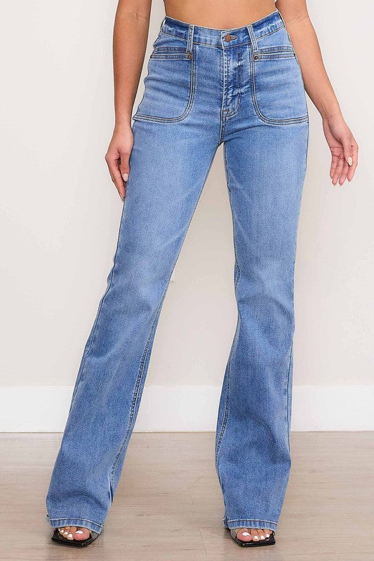 Square Pocket Bootcut Jeans - lolaluxeshop