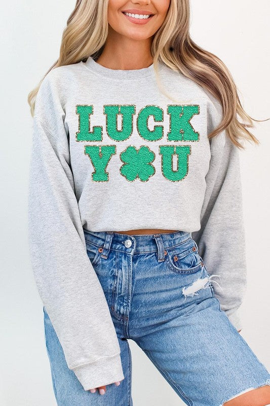 Luck You St Patricks Graphic Fleece Sweatshirts. - lolaluxeshop