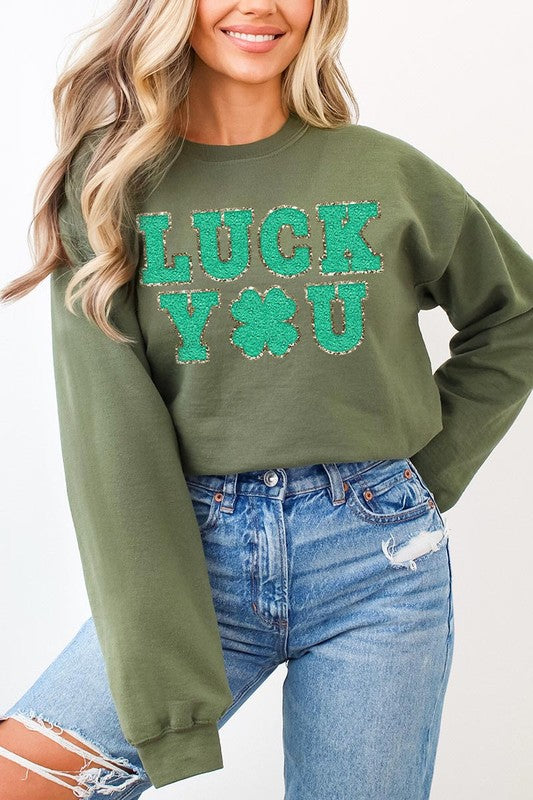 Luck You St Patricks Graphic Fleece Sweatshirts. - lolaluxeshop