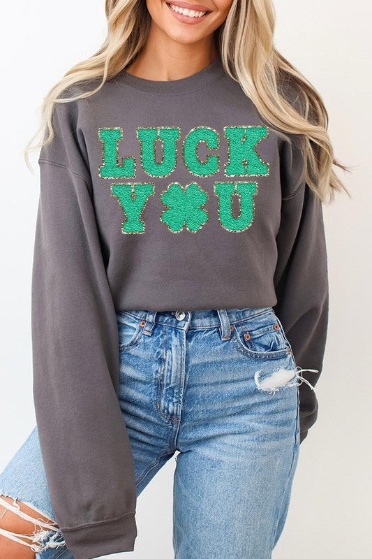 Luck You St Patricks Graphic Fleece Sweatshirts. - lolaluxeshop