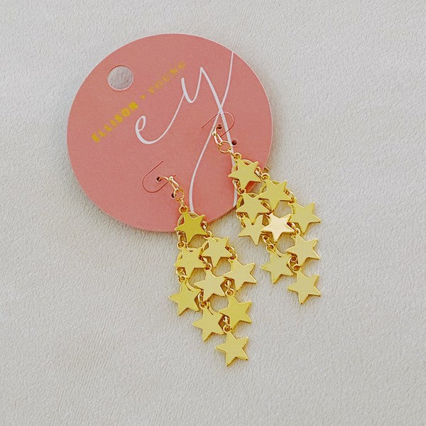 Nine Stars Lined Chandelier Earring - lolaluxeshop