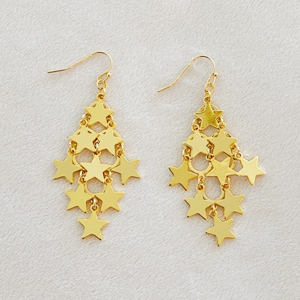 Nine Stars Lined Chandelier Earring - lolaluxeshop