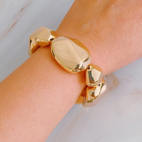 Golden Pebble Stretch Bracelet - lolaluxeshop