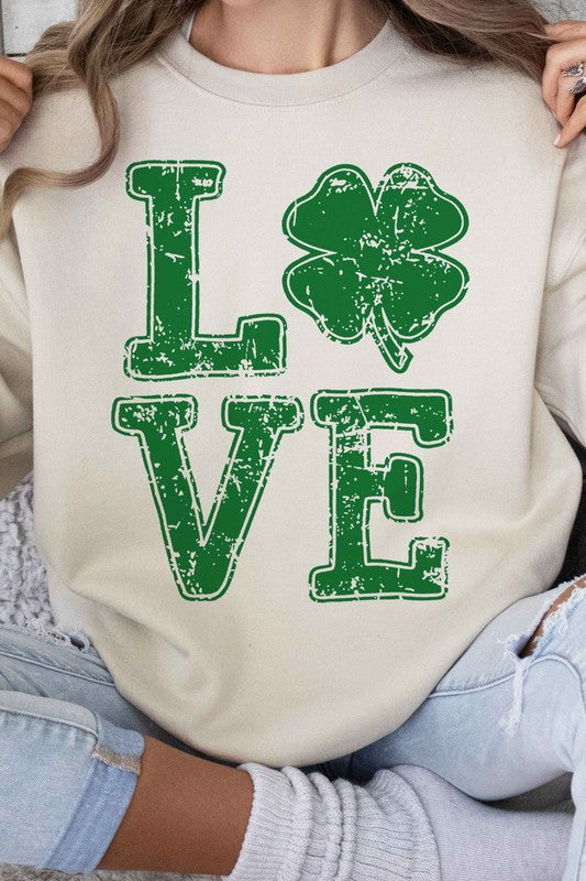 ST PATRICKS CLOVER LOVE GRAPHIC SWEATSHIRT - lolaluxeshop