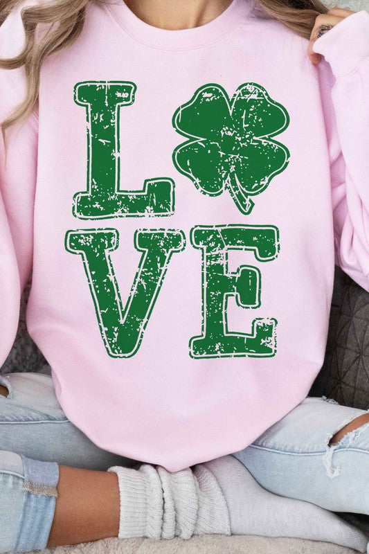 ST PATRICKS CLOVER LOVE GRAPHIC SWEATSHIRT - lolaluxeshop