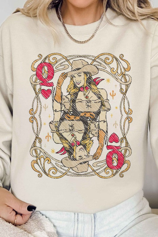 WESTERN QUEEN OF HEARTS GRAPHIC SWEATSHIRT - lolaluxeshop