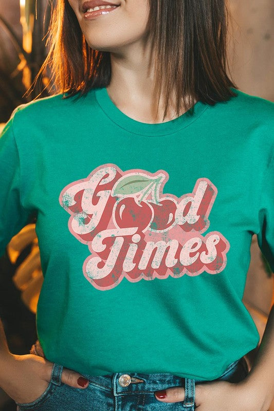 Retro Good Times Cherry Fruit Graphic T Shirts - lolaluxeshop