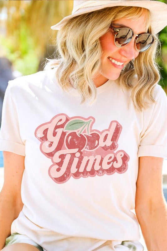 Retro Good Times Cherry Fruit Graphic T Shirts - lolaluxeshop