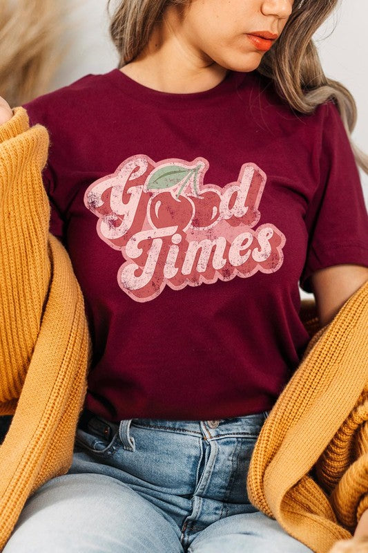 Retro Good Times Cherry Fruit Graphic T Shirts - lolaluxeshop