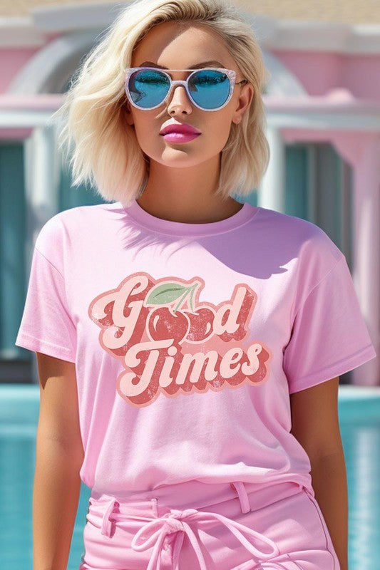 Retro Good Times Cherry Fruit Graphic T Shirts - lolaluxeshop