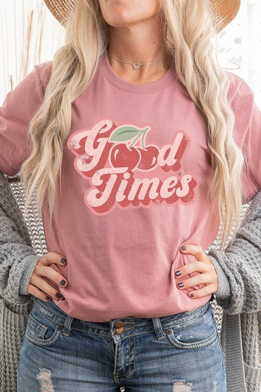 Retro Good Times Cherry Fruit Graphic T Shirts - lolaluxeshop