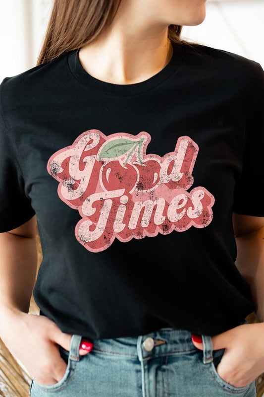 Retro Good Times Cherry Fruit Graphic T Shirts - lolaluxeshop