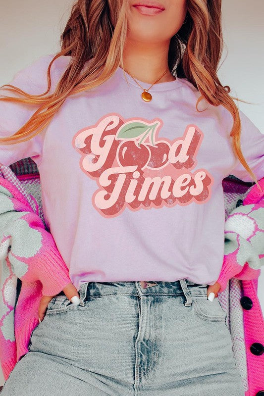 Retro Good Times Cherry Fruit Graphic T Shirts - lolaluxeshop