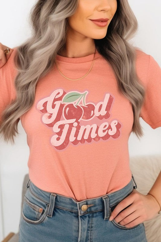 Retro Good Times Cherry Fruit Graphic T Shirts - lolaluxeshop