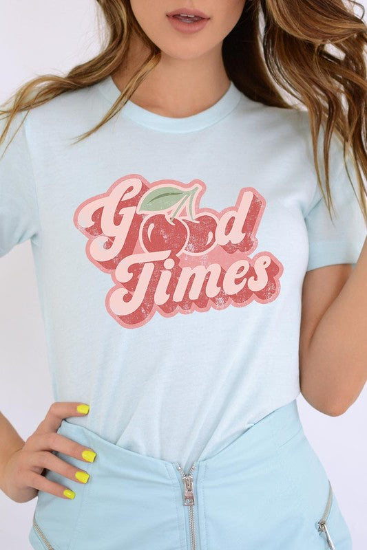 Retro Good Times Cherry Fruit Graphic T Shirts - lolaluxeshop