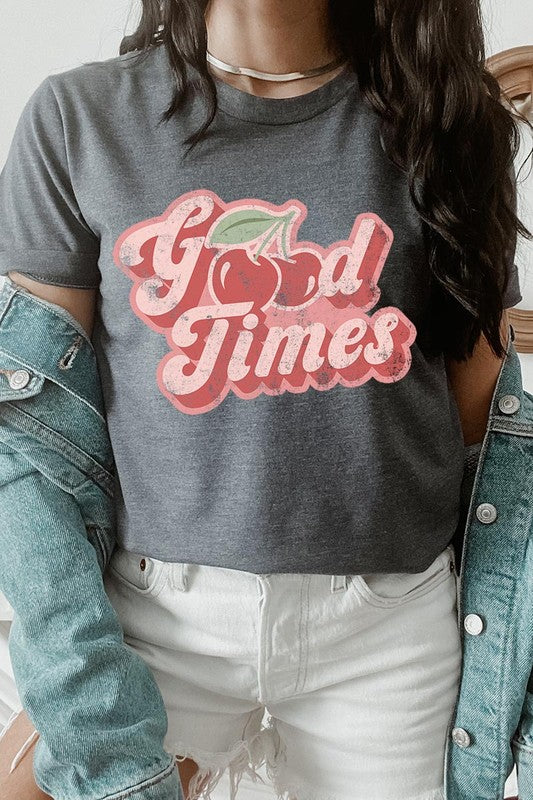 Retro Good Times Cherry Fruit Graphic T Shirts - lolaluxeshop