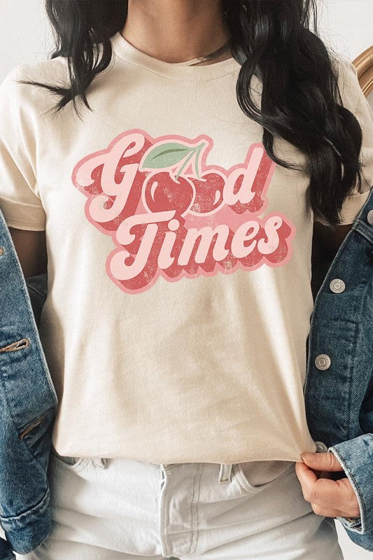 Retro Good Times Cherry Fruit Graphic T Shirts - lolaluxeshop