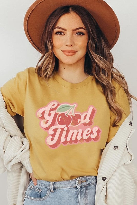 Retro Good Times Cherry Fruit Graphic T Shirts - lolaluxeshop