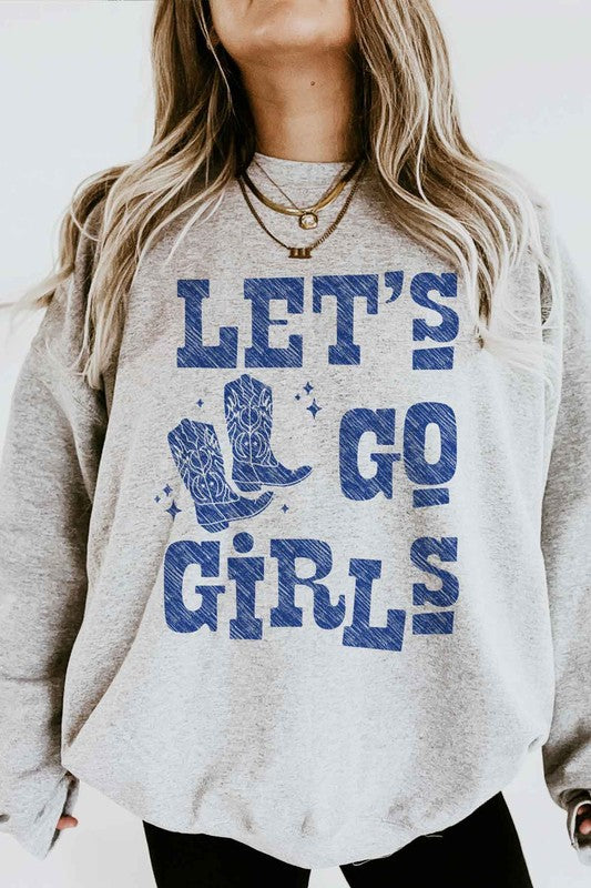 LETS GO GIRLS WESTERN BOOTS GRAPHIC SWEATSHIRT - lolaluxeshop