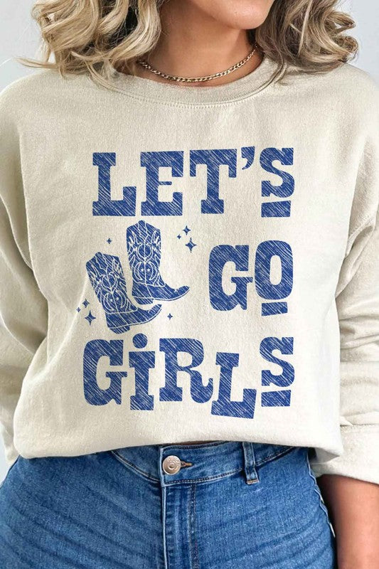 LETS GO GIRLS WESTERN BOOTS GRAPHIC SWEATSHIRT - lolaluxeshop