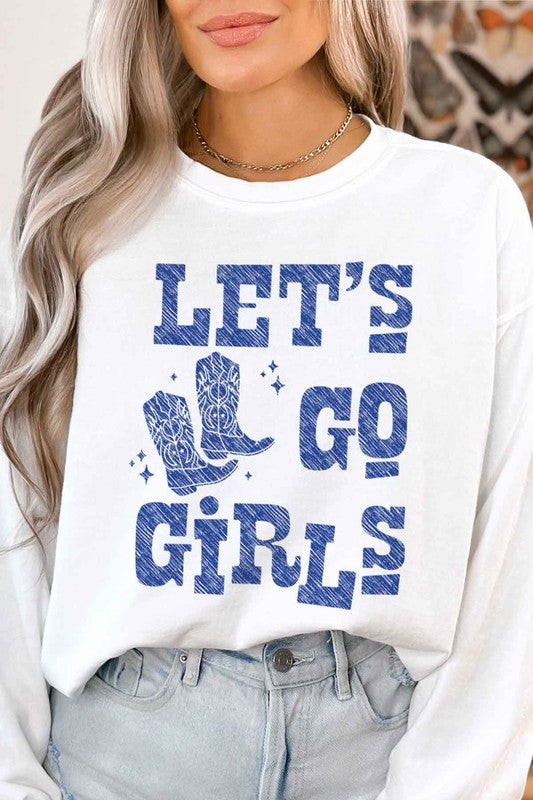 LETS GO GIRLS WESTERN BOOTS GRAPHIC SWEATSHIRT - lolaluxeshop