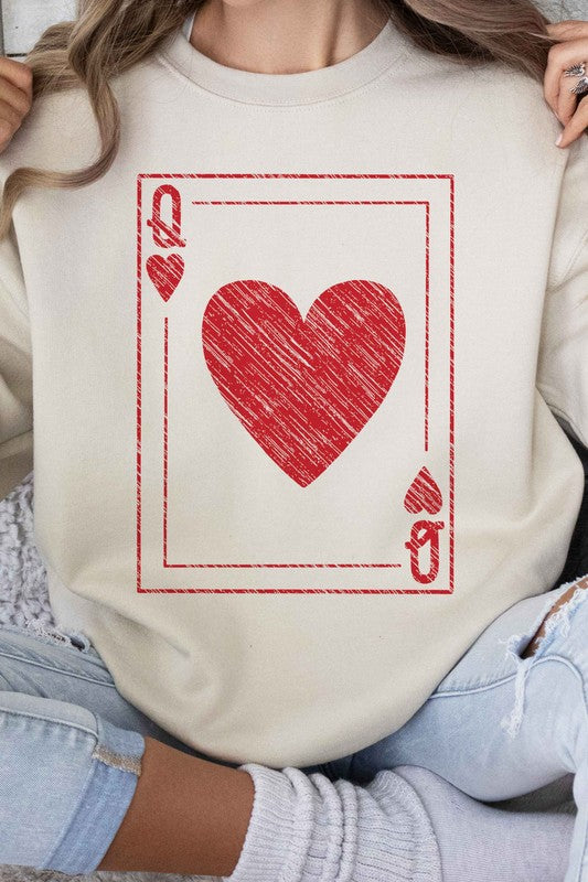 QUEEN OF HEARTS VALENTINES GRAPHIC SWEATSHIRT - lolaluxeshop