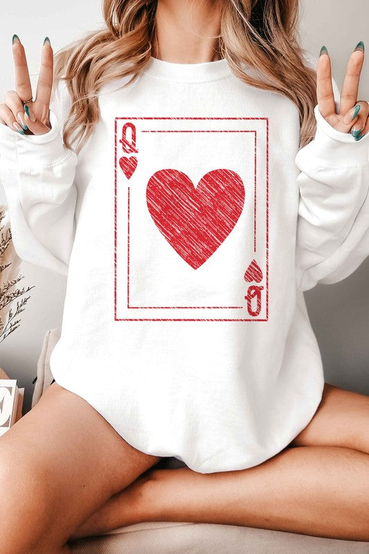 QUEEN OF HEARTS VALENTINES GRAPHIC SWEATSHIRT - lolaluxeshop