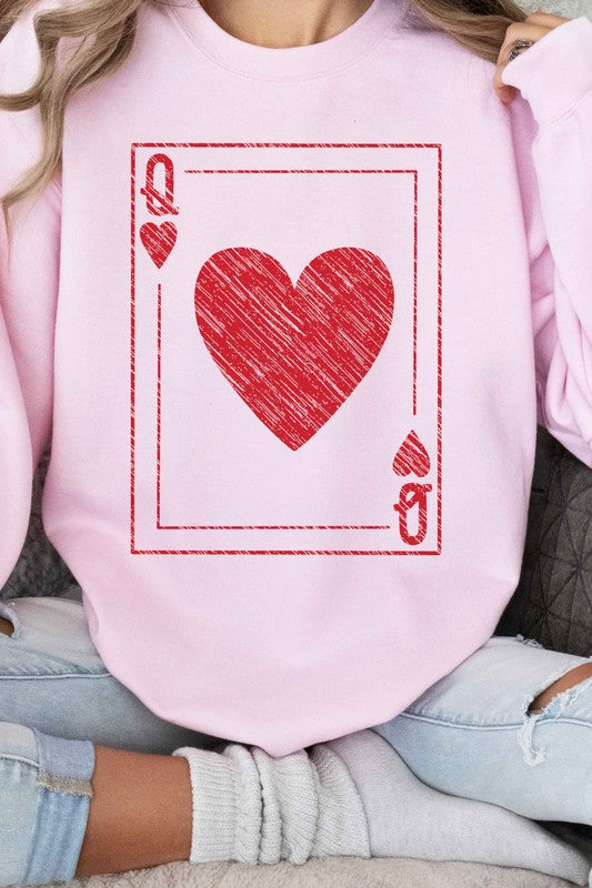 QUEEN OF HEARTS VALENTINES GRAPHIC SWEATSHIRT - lolaluxeshop