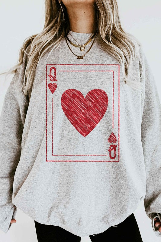 QUEEN OF HEARTS VALENTINES GRAPHIC SWEATSHIRT - lolaluxeshop