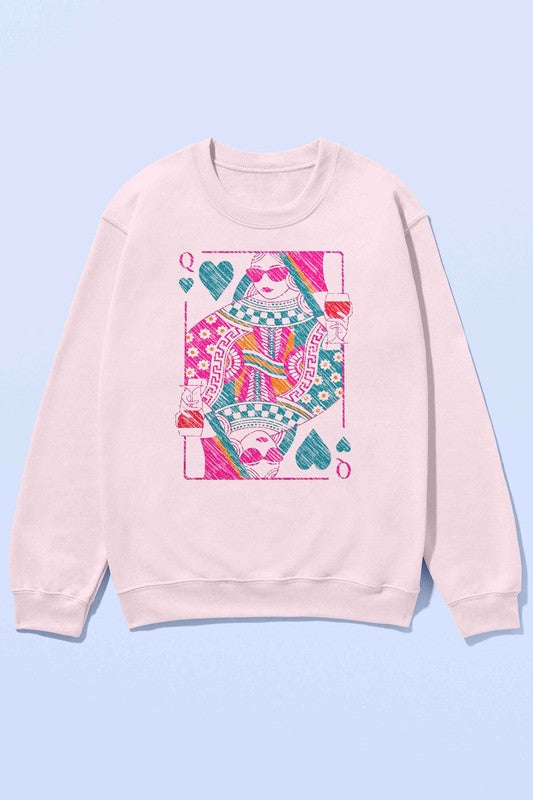 QUEEN OF HEARTS OVERSIZED SWEATSHIRT - lolaluxeshop