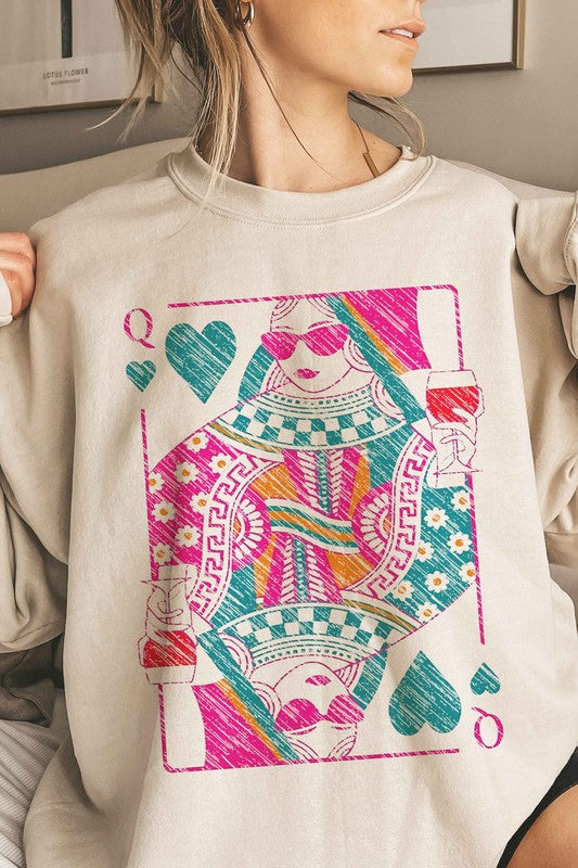 QUEEN OF HEARTS OVERSIZED SWEATSHIRT - lolaluxeshop