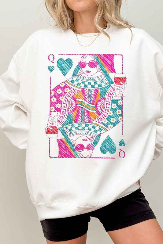 QUEEN OF HEARTS OVERSIZED SWEATSHIRT - lolaluxeshop