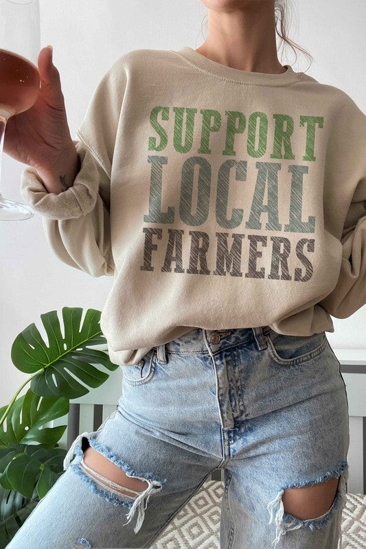 SUPPORT LOCAL FARMERS GRAPHIC SWEATSHIRT - lolaluxeshop