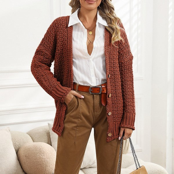 chunky cable knit oversize cardigan - lolaluxeshop