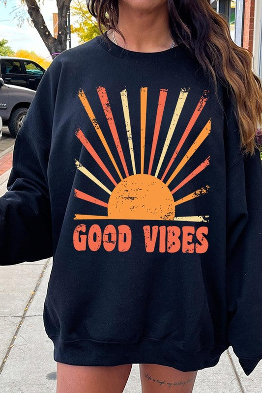 Good Vibes Sunshine Graphic Fleece Sweatshirts - lolaluxeshop