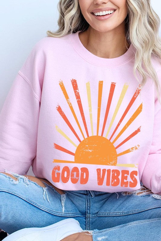 Good Vibes Sunshine Graphic Fleece Sweatshirts - lolaluxeshop