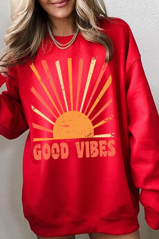 Good Vibes Sunshine Graphic Fleece Sweatshirts - lolaluxeshop