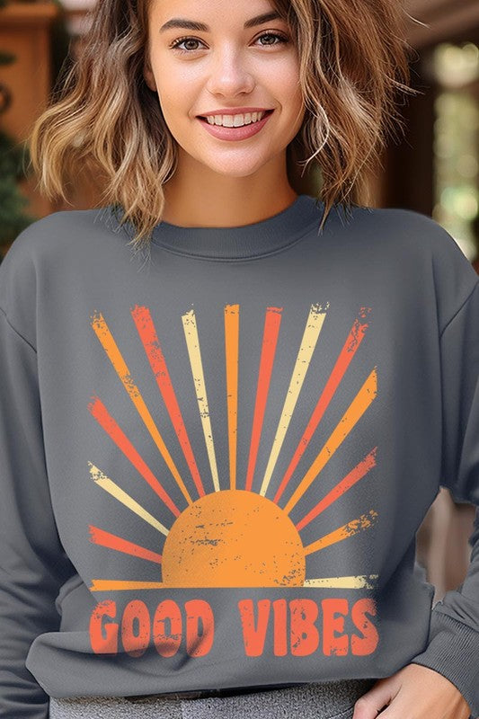 Good Vibes Sunshine Graphic Fleece Sweatshirts - lolaluxeshop