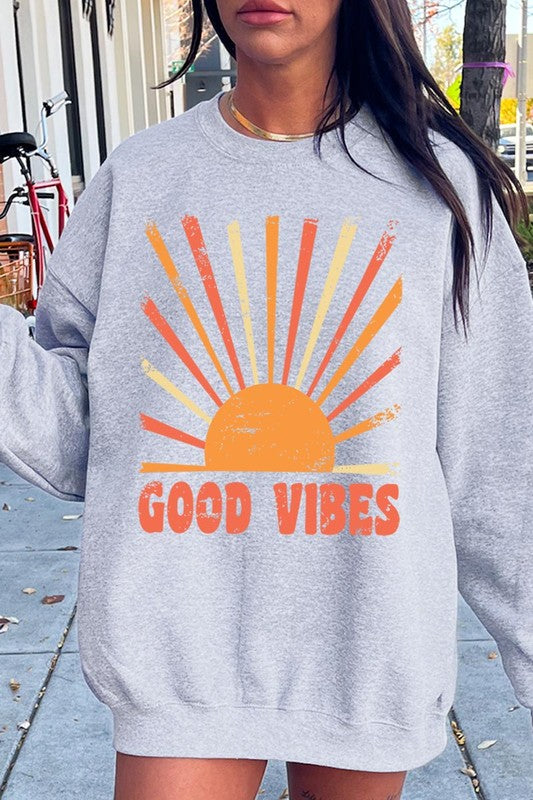 Good Vibes Sunshine Graphic Fleece Sweatshirts - lolaluxeshop