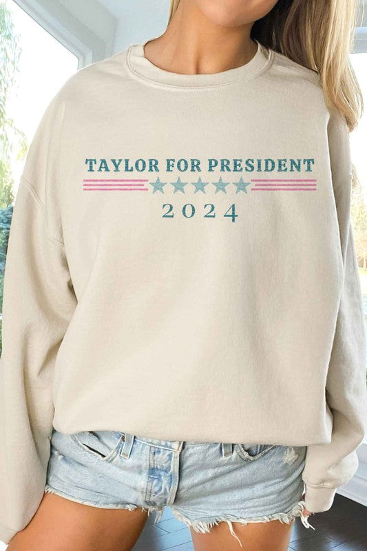 TAYLOR FOR PRESIDENT OVERSIZED SWEATSHIRT - lolaluxeshop