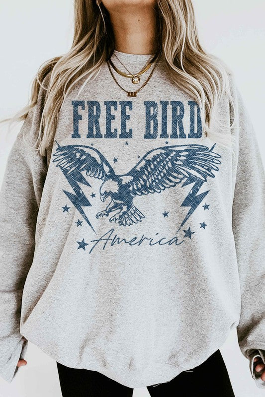 FREE BIRD AMERICAN EAGLE GRAPHIC SWEATSHIRT - lolaluxeshop