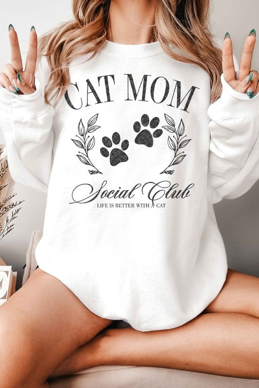 CAT MOM SOCIAL CLUB GRAPHIC SWEATSHIRT - lolaluxeshop