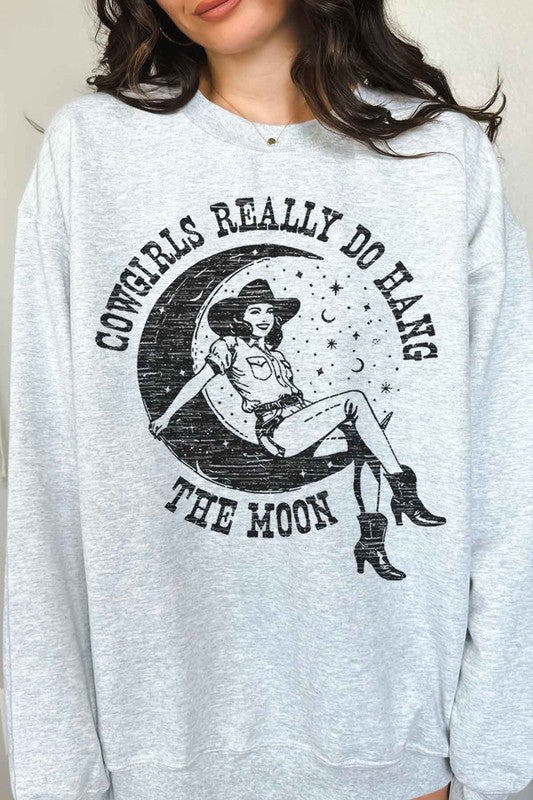 COWGIRLS HAND THE MOON GRAPHIC SWEATSHIRT - lolaluxeshop